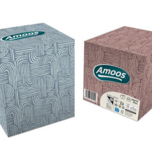 Amoos pañuelos faciales de papel desechable cubo cosmetico 70 X 2 capas caja de 24unds - F622701